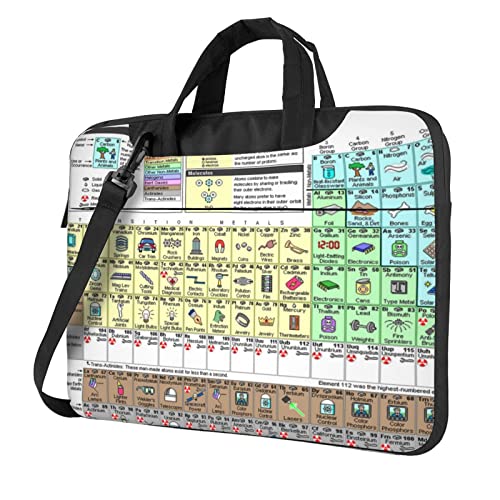 Schöne Laptop-Umhängetasche mit Schmetterlingsdruck, Messenger-Aktentasche, Computer-Tasche für Damen und Herren, Periodensystem der Elemente, 13 inch von FLYIFE