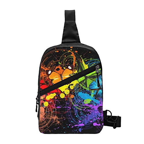 Schöne Schmetterlings-Schultertasche, Brusttasche für Herren und Damen, faltbar, Sport, lässig, Schulter-Rucksack, Umhängetasche, linke oder rechte Schultertasche, Graffiti-Schmetterling, von FLYIFE