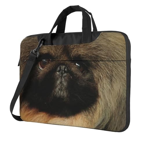 Süße Pekinese bedruckte Laptop-Umhängetasche – Messenger-Aktentasche Computer-Tasche für Damen und Herren, Niedlicher Pekinese, 13 inch von FLYIFE