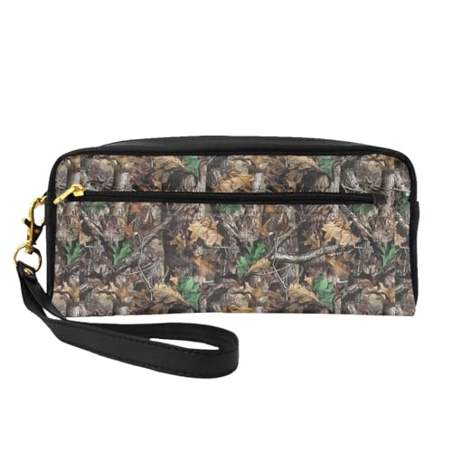 Tragbare Make-up-Tasche mit Leopardenmuster, PU-Leder, Reise-Kosmetiktasche, Federmäppchen für Mädchen und Frauen, Cold Tree Camouflage, Einheitsgröße von FLYIFE