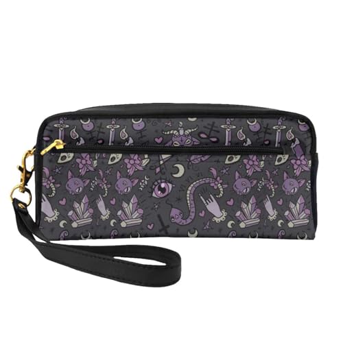 Tragbare Make-up-Tasche mit Monarch-Schmetterling-Motiv, PU-Leder, Reise-Kosmetiktasche, Federmäppchen für Mädchen und Frauen, Lila Schwarz Goth Gruselig, Einheitsgröße von FLYIFE