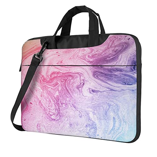 Whitetail Laptop-Umhängetasche mit Hirschmotiv in der Wildnis, bedruckt, Kuriertasche, Aktentasche, Computertasche, für Damen und Herren, Bunte Marmor-Pastell-Pink, Blau, Violett, 14 inch von FLYIFE