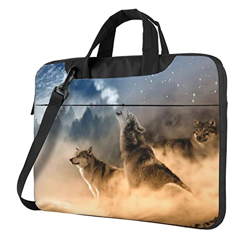 Whitetail Laptop-Umhängetasche mit Hirschmotiv in der Wildnis, bedruckt, Kuriertasche, Aktentasche, Computertasche, für Damen und Herren, wolf, 13 inch von FLYIFE