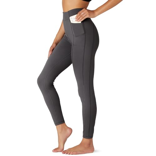 FM London High Waisted Leggings mit Taschen - herrlich weiche Leggings für Frauen in voller Länge und Capri-Designs Yogahosen oder Fitness-Leggings, Holzkohle (Magnet) Capri, L von FM London