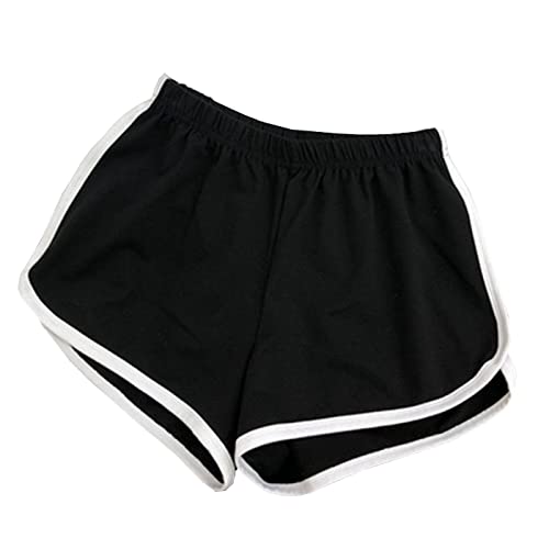 FM2018XSL Damen Mädchen Shorts Kurze Hose Sporthose Jogginghose atmungsaktiv Yoga Shorts Laufshorts-Schwarz+Weiß-S von FM2018XSL