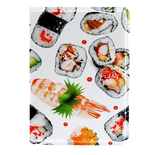 FNETJXF Reisepasshülle, PU-Leder, Reisepasshülle, niedliche Reisepasshülle für Damen/Herren, Lebensmittel-Sushi, Muster 814, 11.5x16.5cm/4.5x6.5 in von FNETJXF