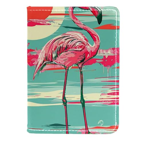 FNETJXF Reisepasshülle, Reisepasshalter, Brieftaschen, Reisezubehör für Damen und Herren, Flamingo, Papagei, Blume, Cartoon, Muster 637, 11.5x16.5cm/4.5x6.5 in von FNETJXF