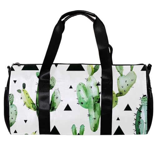 Sporttasche für Damen, Seesack, Sporttasche, Wochenendtasche, mexikanische grüne Pflanze, Kaktus, modern, Muster 3784, 45x23x23cm(17.7x9x9in) von FNETJXF