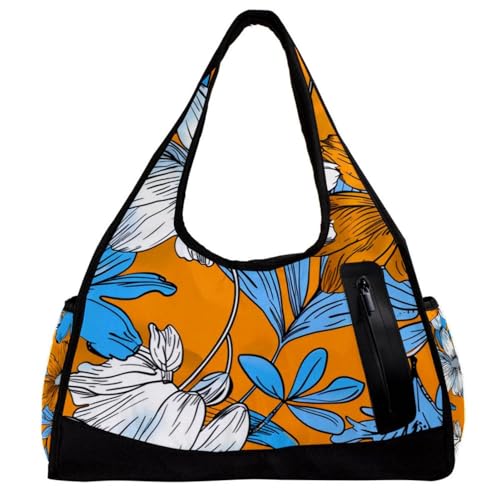 Turnbeutel, Herren-Sporttasche, Damen-Sporttasche, Reisetasche, Reisetasche, für Damen, orange/weiß, Gänseblümchen, Blumen-Motiv, Muster 6002, 47x16.5x27cm(18.5x6.5x10.6in) von FNETJXF