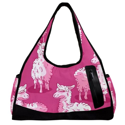 Turnbeutel, Sportbeutel, Turnbeutel für Frauen, Yoga Sport Gym Handtasche, Lama Cartoon Tier Rosa, Muster 3125, 47x16.5x27cm(18.5x6.5x10.6in) von FNETJXF