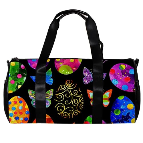 Turnbeutel, Sporttasche, Trainingstasche, Wochenendtasche, Oster-farbige Hasen, Blumen, Muster 384, 45x23x23cm(17.7x9x9in) von FNETJXF