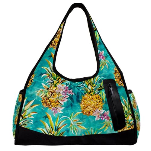 Turnbeutel, Turnbeutel für Herren, Damen, Turnbeutel, Wochenendtasche, Hawaii-Blume, Palmblatt, Vogel, Muster 2352, 47x16.5x27cm(18.5x6.5x10.6in) von FNETJXF