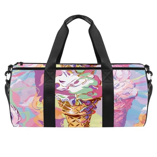 Turnbeutel, Turnbeutel für Herren, Turnbeutel für Damen, Reisetasche für Flugzeug, Eiscreme, buntes Kuhmuster, Muster 2574, 45x23x23cm(17.7x9x9in) von FNETJXF