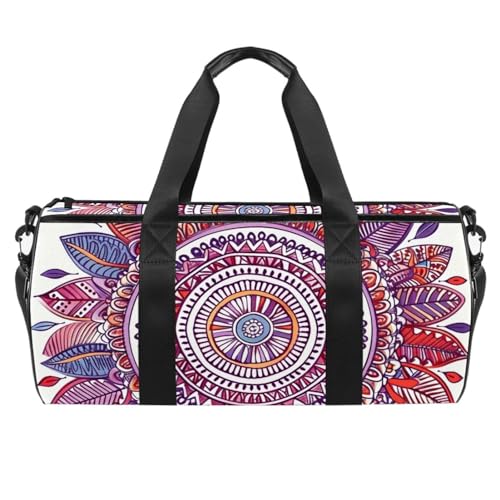 Turnbeutel für Damen, Sporttasche, Gym Duffle Bag, Travel Duffel Bag für Flugzeug, Ethno Mandala Libelle Rosa, Muster 726, 45x23x23cm(17.7x9x9in) von FNETJXF