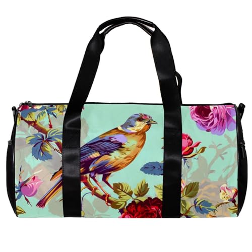 Turnbeutel für Damen, Turnbeutel für Herren, Damen, Turnbeutel, Yoga, Sport, Fitnessstudio, Handtasche, Blume, Kolibri, Pfingstrose, Muster 1115, 45x23x23cm(17.7x9x9in) von FNETJXF