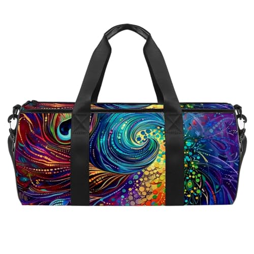 Turnbeutel für Damen, Turnbeutel für Herren, Sporttasche, Fitness, Workout, Tanztasche, Peace-Farbige Blume, Muster 6797, 45x23x23cm(17.7x9x9in) von FNETJXF