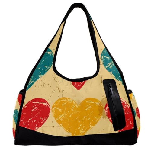 Turnbeutel für Damen und Herren, Seesack, Sporttasche, Yoga, Sport, Fitnessstudio, Handtasche, Liebe, Tier, Hirsch und Vogel, Muster 3212, 47x16.5x27cm(18.5x6.5x10.6in) von FNETJXF