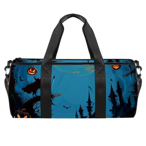 Turnbeutel für Damen und Herren, Seesack, Turnbeutel für Damen, Wochenendtasche, Halloween, Jack-O-Lantern Nachtschläger, Muster 2049, 45x23x23cm(17.7x9x9in) von FNETJXF