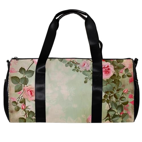 Turnbeutel für Damen und Herren, Sporttasche, Sporttasche, Schwimmen, pastorable rosa Rose Blume Floral, Muster 6642, 45x23x23cm(17.7x9x9in) von FNETJXF