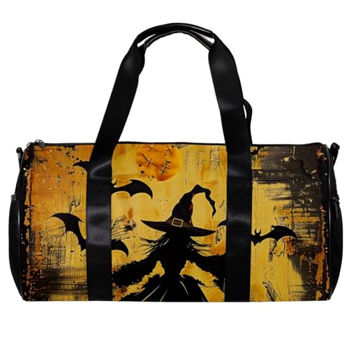 Turnbeutel für Damen und Herren, Turnbeutel, Sporttasche, Wochenendtasche, Übernachtungstasche, Halloween, Jack-O-Lantern Nachtschläger, Muster 2039, 45x23x23cm(17.7x9x9in) von FNETJXF