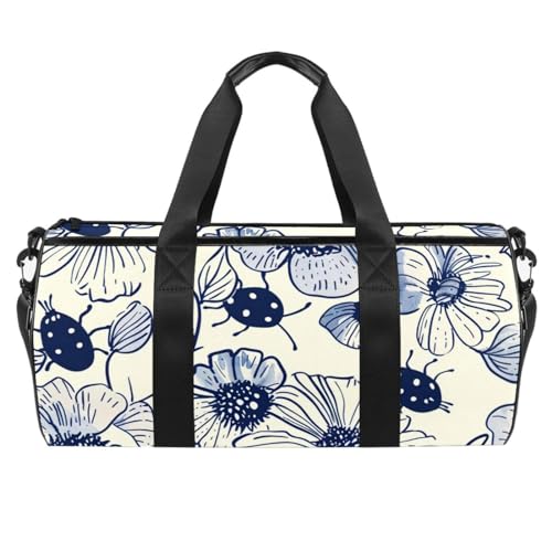 Turnbeutel für Damen und Herren, Turnbeutel für Herren, Turnbeutel für Damen, Tragetasche für Reisen, Workout, Gänseblümchen, Frühling, Blumen, Vintage, Modern, Muster 136, 45x23x23cm(17.7x9x9in) von FNETJXF