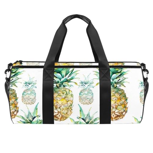 Turnbeutel für Herren, Seesack, Damen-Sporttasche, Tragetasche für Reisen, Workout, moderne tropische Früchte, Ananas, Muster 4650, 45x23x23cm(17.7x9x9in) von FNETJXF