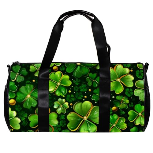 Turnbeutel für Herren, Turnbeutel für Damen, Fitness, Workout, Tanztasche, grünes Kleeblatt, St. Patrick's Day, Muster 1790, 45x23x23cm(17.7x9x9in) von FNETJXF