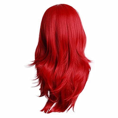 # Comic Perücke Cosplay 70cm Farbe Langes Lockiges Haar Europäische Schönheit Langes Lockiges Haar Perücke Mehrfarbige Vollkopfperücke (Red, One Size) von FNKDOR