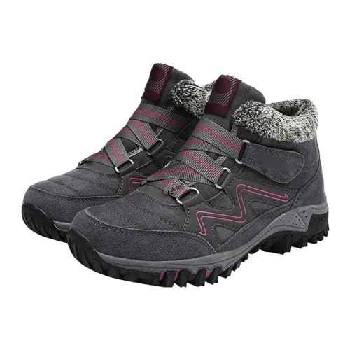 FNKDOR 2023 Winterschuhe Herren Damen Unisex Gefüttert Klettverschluss Trekkingschuhe Wanderschuhe Größe 35 bis 48 (Grey, 42) von FNKDOR