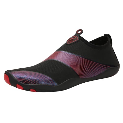 FNKDOR Barfuss Schuhe Herren Strandschuhe Aquaschuhe Badeschuhe Barfußschuhe Outdoor Günstig Schwimmschuhe Surfschuhe Gr.40-46 (Red, 46) von FNKDOR