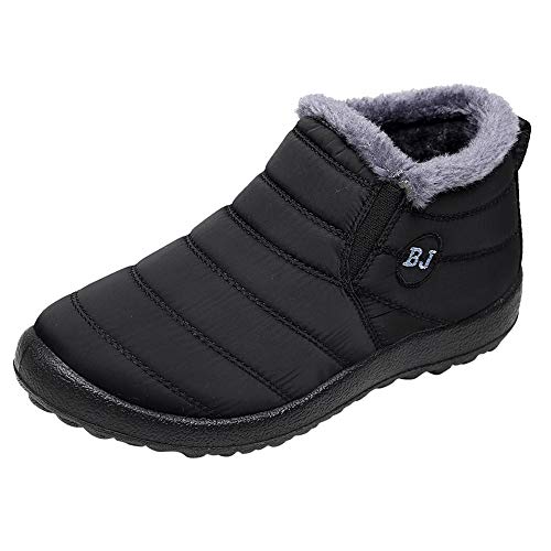 FNKDOR Waterproof Stiefel Herren Winter Warm Gefüttert Flache Schneeschuhe Schnürstiefel gr 43 EU Schwarz von FNKDOR