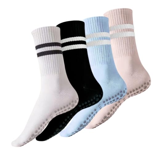 FOGARI 4 Paar Yoga Socken, Pilates Socken Antirutschsocken Damen Sportsocken Geeignet für Yoga, Pilates, Heimsport und Workouts von FOGARI