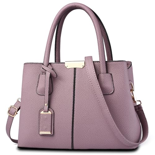 FOLOVEYA Mode Damen Handtasche Schönsten Frauen Henkeltaschen Elegant Top-Griff Taschen Shopper Umhängetasche PU Leder Schultertasche für Arbeiten Reisen Dating Lila B von FOLOVEYA