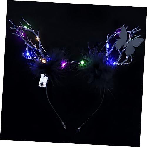 FOMIYES Niedlich 1 Stück Stirnband Mit Tierdekor Halloween-Kostüm Led-Haar-Accessoires Urlaubskostüm Kopfbedeckung Led-Weihnachts-Stirnband Weihnachtsschmuck-Stirnband Kunststoff Schwarz von FOMIYES