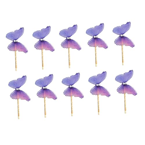 FOMIYES 10st Schmetterlings-haarspange Niedliche Haaraccessoires Haar Dekorativ Hochzeitsdekoration Haarspangen Für Dickes Haar Haarspange Für Mädchen Fee Violett Eisen Klipp Fräulein von FOMIYES