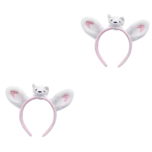 FOMIYES 2 Stk Stofftiere Stirnband mit Hasenohren Hase Ostern Hasenohren pelzig Tiara Haargummis kreative Kopfbedeckungen Stirnband für Kinder Karikatur Schal Eisbär Weiß von FOMIYES