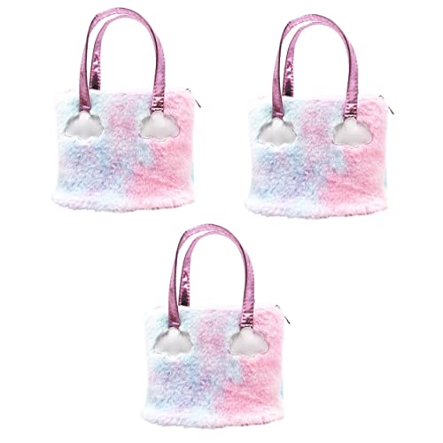 FOMIYES 3 STK Handtasche tierische Geldbörse Flauschige Fuzzy-Geldbörse Schultertasche Umhängetasche Kinderspielzeugtasche Kindertaschenspielzeug niedlich praktische Tasche Geschenk Plüsch von FOMIYES