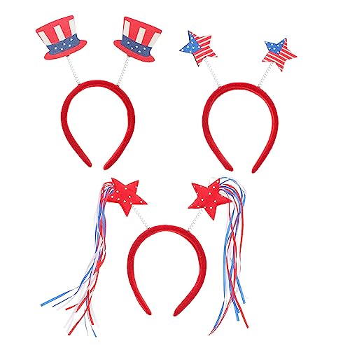 FOMIYES 3st Stirnband Patriotische Starbopper Stirnbänder Mit Amerikanischer Flagge 4. Juli Kopfbedeckung Lustige Kopfreifen Rot-weiße Und Blaue Dekoration Kleidung Metall Fräulein Bilden von FOMIYES