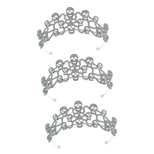 FOMIYES 3st Schädelkrone Weihnachtskronen Dekorativ Barocke Kronen Halloween-schädel-stirnband Halloween-party-kopfbedeckungen Kostümpartyzubehör Jahrgang Bankett Strasssteine Bilden von FOMIYES