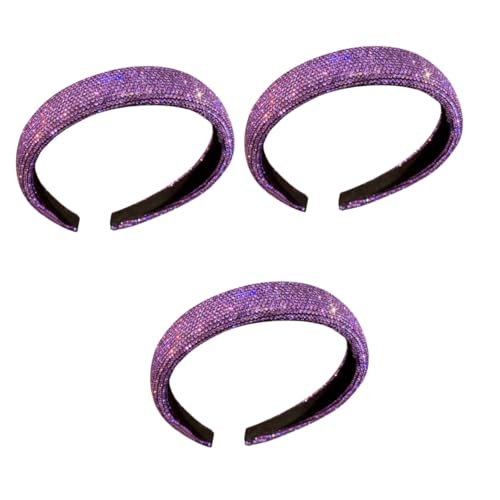 FOMIYES 3st Lila Strass Stirnband Haarreifen Haarnetze Für Dutts Kopfbedeckungen Für Damen Haarschmuck Für Die Party Mädchen-stirnband Fräulein Violett Empfindlich Strasssteine Blumenkorb von FOMIYES