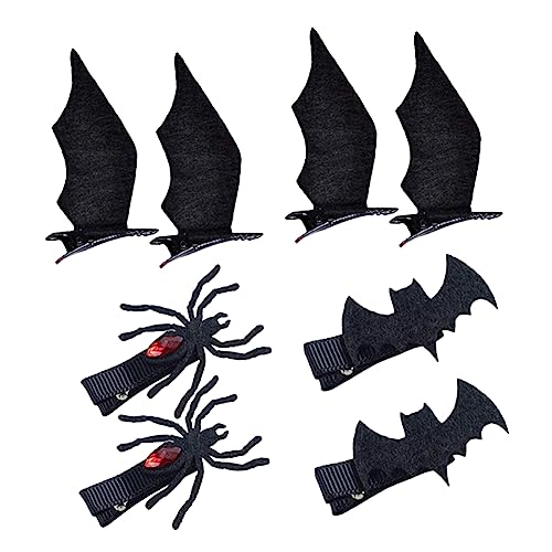 FOMIYES 4 Paare Halloween-haarspangen Fledermaushaarspangen Spinnenhaarspangen Fledermaus Haarspangen Teufelshörner Haarspangen Bownot-haarspangen Haar Klammern Mädchen Geist Ohr Gefühlt von FOMIYES