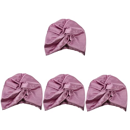 FOMIYES 4 Stück Duschhaube slico hair styling Haarverzierung schirmmützen elastischer guertel haar zubehör hair ties hats Mädchen Hut Schal Haarkappe Fräulein Nachtmütze Die Seide Violett von FOMIYES