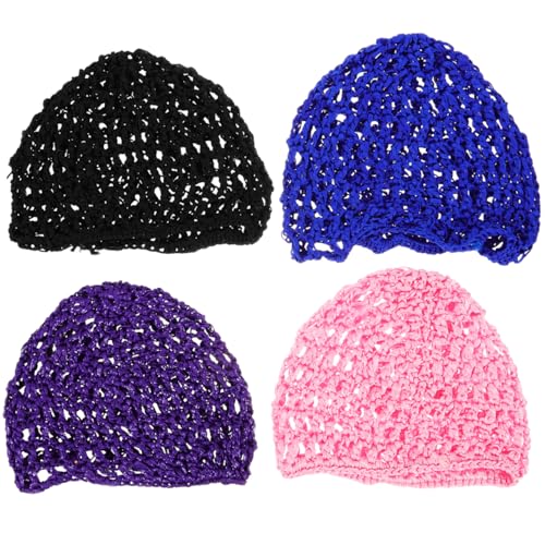 FOMIYES 4 Stück Haarnetz, Netzhaube für lockiges Haar, gehäkeltes Haar, Häkelnadel, Netzhaube, dickes Gewebe, Bandage FOMIYES 4 Stück Haarnetz, Netzhaube für lockiges Haar, gehäkeltes Haar, Häkelnadel, Netzhaube, dickes Gewebe, Bandage von FOMIYES