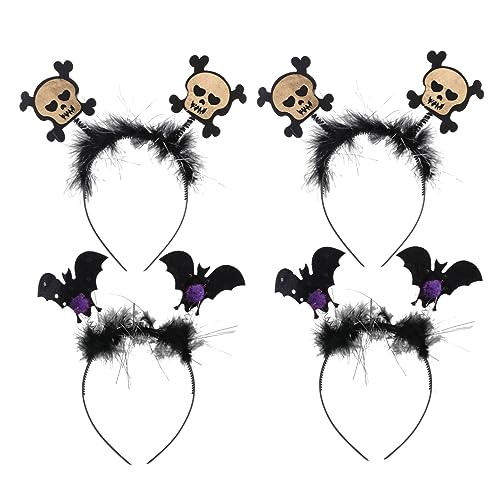 FOMIYES 4 Stück Halloween Feder Stirnband Stirnband Kostüme Für Erwachsene Halloween-totenkopf-haarband Bandana-stirnbänder Fledermaus-haar-accessoires Leistungsbedarf Vlies Bilden Damen von FOMIYES