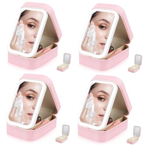 FOMIYES 4 Stück Kosmetikspiegel Aufbewahrungsbox Make Up Koffer Mit Spiegel Kleiner Make Up Koffer Make Up Organizer Kleine Make Up Taschen Mit Beleuchteten Spiegeln Make Up Tasche von FOMIYES