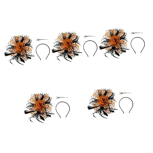 FOMIYES 5 Stück Damen Netzhut Haarschmuck Party Haarband Orange Hut Flapper Kopfschmuck Stirnband Cocktailhut 1920 Abschlussball Königin Kopfschmuck Zartes Kopfkleid Party Kopfschmuck von FOMIYES