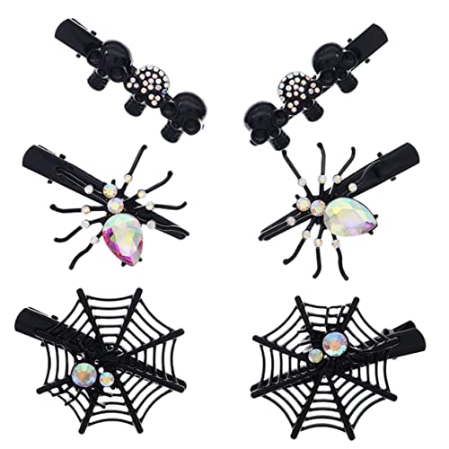 FOMIYES 6st Halloween-schädel-haarspange Spinnennetz Haarspangen Spinnennetz-haarnadeln Halloween-haarnadel Halloween-spinnen-haarspange Haarschmuck Pony Seitenclip Zinklegierung Mädchen von FOMIYES