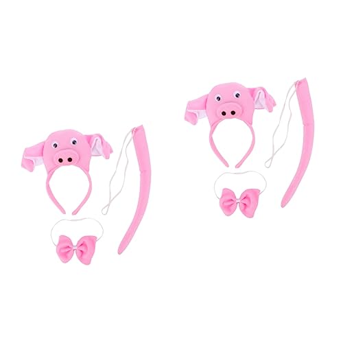 FOMIYES 6 Stk Rosa Dreiteiliges Set Schweineohr Stirnband Halloween-cosplay-zubehör Tierhaarreifen Stirnband Ohren Stirnband Für Tierkostüme Haarstütze Schal Kind Kleidung von FOMIYES