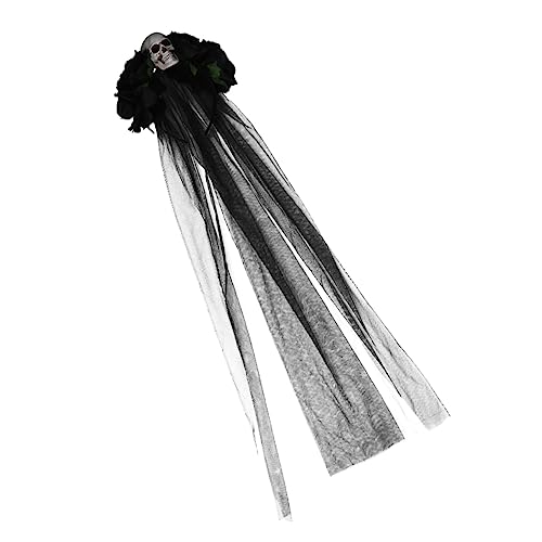 FOMIYES Halloween-blumen Halloween-spitzenschleier Mexikanisches Stirnband Schwarzes Schleier-stirnband Halloween-haarband Schleier Blumenkopfschmuck Braut Plastik Schädel Bilden von FOMIYES