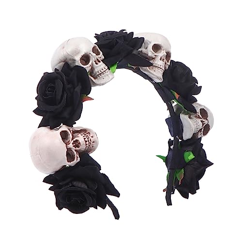 FOMIYES Halloween-stirnband Kopfbedeckung Mit Rosenschädel Halloween-haarreifen Stirnband Mit Rosenschädel Tag Der Toten Haare Tag Der Toten Kopfschmuck Blumen Plastik Kleidung Kind von FOMIYES